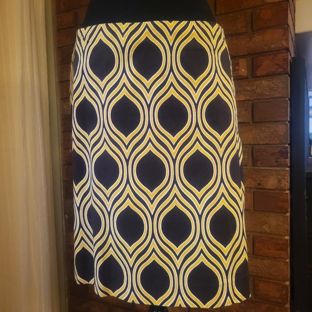 Chelsea & Theodore Brown & Yellow Abstract Above Knee Skirt - Side 12